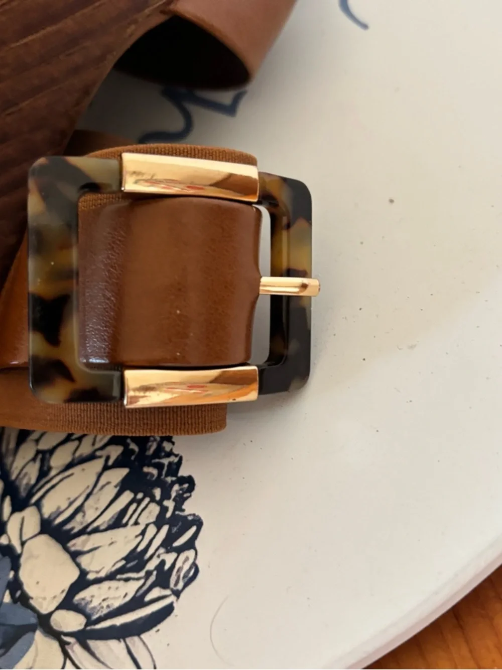 Toscanella Brown Leather Wedge Sandals Size 6.5 Made in Italy